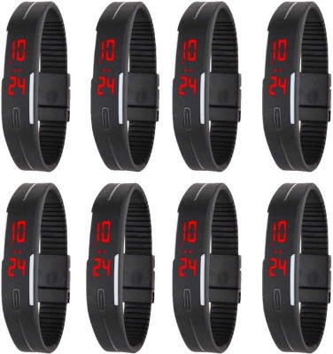 NS18 Silicone Led Magnet Band Combo of 8 Black Digital Watch  - For Boys & Girls   Watches  (NS18)