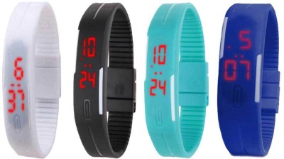 NS18 Silicone Led Magnet Band Combo of 4 White, Black, Sky Blue And Blue Digital Watch  - For Boys & Girls   Watches  (NS18)