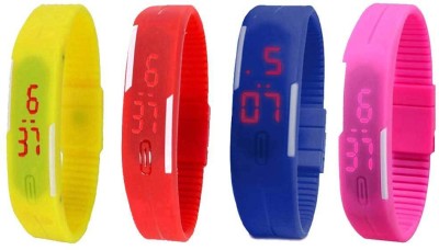 NS18 Silicone Led Magnet Band Combo of 4 Yellow, Red, Blue And Pink Digital Watch  - For Boys & Girls   Watches  (NS18)