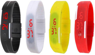 

NS18 Silicone Led Magnet Band Watch Combo of 4 Black, White, Yellow And Red Watch - For Couple