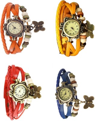NS18 Vintage Butterfly Rakhi Combo of 4 Orange, Red, Yellow And Blue Analog Watch  - For Women   Watches  (NS18)