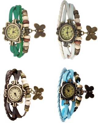 NS18 Vintage Butterfly Rakhi Combo of 4 Green, Brown, White And Sky Blue Analog Watch  - For Women   Watches  (NS18)