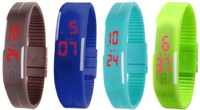 NS18 Silicone Led Magnet Band Combo of 4 Brown, Blue, Sky Blue And Green Digital Watch  - For Boys & Girls   Watches  (NS18)