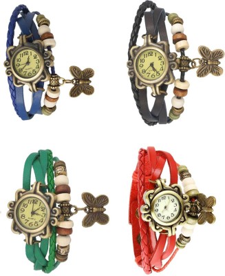 NS18 Vintage Butterfly Rakhi Combo of 4 Blue, Green, Black And Red Analog Watch  - For Women   Watches  (NS18)