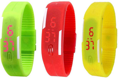 

Kissu Led Magnet Band Combo of 3 Green, Red And Yellow Watch - For Men & Women