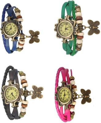 NS18 Vintage Butterfly Rakhi Combo of 4 Blue, Black, Green And Pink Watch  - For Women   Watches  (NS18)