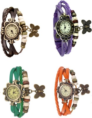 NS18 Vintage Butterfly Rakhi Combo of 4 Brown, Green, Purple And Orange Analog Watch  - For Women   Watches  (NS18)