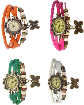 

Kissu Vintage Rakhi Combo of 4 Orange, Green, Pink And White Watch - For Women
