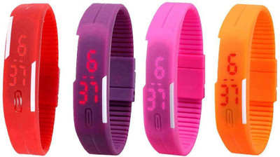 

Kissu Led Magnet Band Combo of 4 Red, Purple, Pink And Orange Watch - For Men & Women