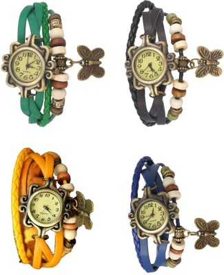 NS18 Vintage Butterfly Rakhi Combo of 4 Green, Yellow, Black And Blue Analog Watch  - For Women   Watches  (NS18)
