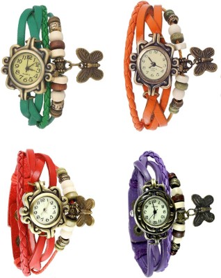 NS18 Vintage Butterfly Rakhi Combo of 4 Green, Red, Orange And Purple Analog Watch  - For Women   Watches  (NS18)