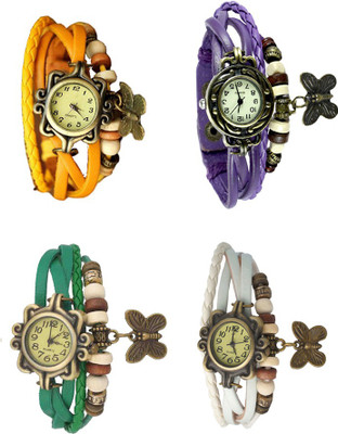 

Kissu Vintage Rakhi Combo of 4 Yellow, Green, Purple And White Watch - For Women