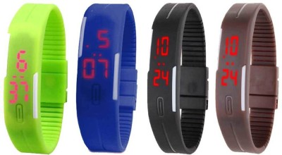NS18 Silicone Led Magnet Band Combo of 4 Green, Blue, Black And Brown Digital Watch  - For Boys & Girls   Watches  (NS18)