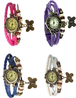 NS18 Vintage Butterfly Rakhi Combo of 4 Pink, Blue, Purple And White Analog Watch  - For Women   Watches  (NS18)
