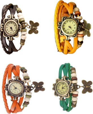 NS18 Vintage Butterfly Rakhi Combo of 4 Brown, Orange, Yellow And Green Analog Watch  - For Women   Watches  (NS18)