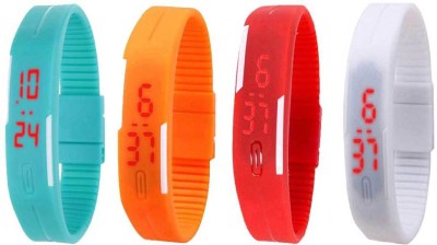 NS18 Silicone Led Magnet Band Combo of 4 Sky Blue, Orange, Red And White Digital Watch  - For Boys & Girls   Watches  (NS18)
