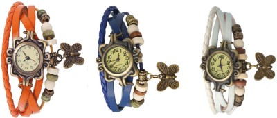 NS18 Vintage Butterfly Rakhi Watch Combo of 3 Orange, Blue And White Analog Watch  - For Women   Watches  (NS18)