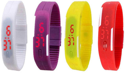 

Kissu Led Magnet Band Combo of 4 White, Pink, Yellow And Red Watch - For Men & Women