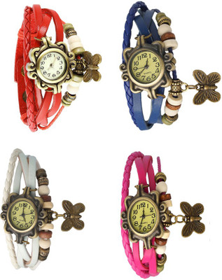 

Kissu Vintage Rakhi Combo of 4 Red, White, Blue And Pink Watch - For Women