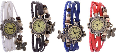 

Rokcy Vintage Look Butterfly Analogue Beige Dial Girls' Watch Combo, Pack of 4 - BFLY_4 Watch - For Girls