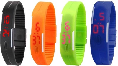 NS18 Silicone Led Magnet Band Combo of 4 Black, Orange, Green And Blue Digital Watch  - For Boys & Girls   Watches  (NS18)