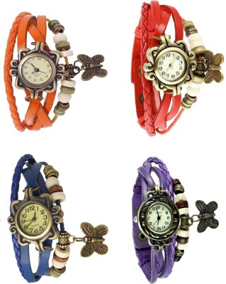 NS18 Vintage Butterfly Rakhi Combo of 4 Orange, Blue, Red And Purple Analog Watch  - For Women   Watches  (NS18)