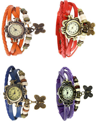 

Kissu Vintage Rakhi Combo of 4 Orange, Blue, Red And Purple Watch - For Women