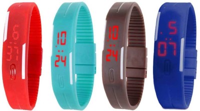 NS18 Silicone Led Magnet Band Combo of 4 Red, Sky Blue, Brown And Blue Digital Watch  - For Boys & Girls   Watches  (NS18)
