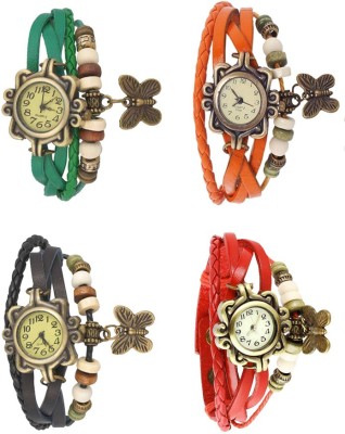 NS18 Vintage Butterfly Rakhi Combo of 4 Green, Black, Orange And Red Analog Watch  - For Women   Watches  (NS18)