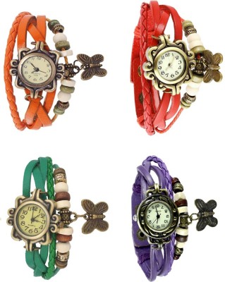 NS18 Vintage Butterfly Rakhi Combo of 4 Orange, Green, Red And Purple Analog Watch  - For Women   Watches  (NS18)