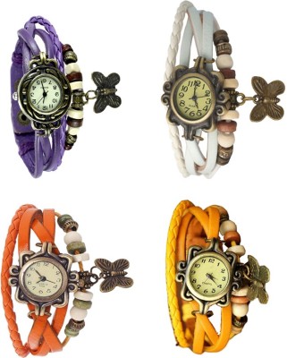 NS18 Vintage Butterfly Rakhi Combo of 4 Purple, Orange, White And Yellow Analog Watch  - For Women   Watches  (NS18)