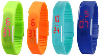 

Kissu Led Magnet Band Combo of 4 Green, Orange, Sky Blue And Blue Watch - For Men & Women