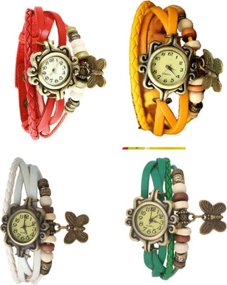 

Kissu Vintage Rakhi Combo of 4 Red, White, Yellow And Green Watch - For Women