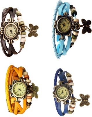 NS18 Vintage Butterfly Rakhi Combo of 4 Brown, Yellow, Sky Blue And Blue Analog Watch  - For Women   Watches  (NS18)