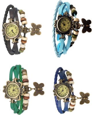 NS18 Vintage Butterfly Rakhi Combo of 4 Black, Green, Sky Blue And Blue Analog Watch  - For Women   Watches  (NS18)