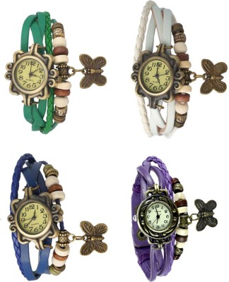 NS18 Vintage Butterfly Rakhi Combo of 4 Green, Blue, White And Purple Analog Watch  - For Women   Watches  (NS18)
