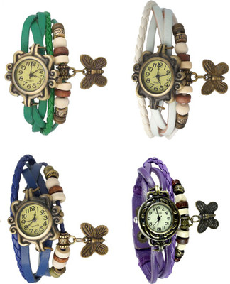 

Kissu Vintage Rakhi Combo of 4 Green, Blue, White And Purple Watch - For Women