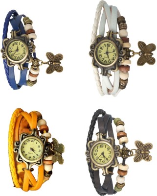 NS18 Vintage Butterfly Rakhi Combo of 4 Blue, Yellow, White And Black Analog Watch  - For Women   Watches  (NS18)
