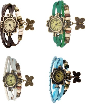 NS18 Vintage Butterfly Rakhi Combo of 4 Brown, White, Green And Sky Blue Analog Watch  - For Women   Watches  (NS18)
