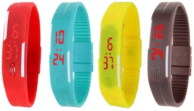 NS18 Silicone Led Magnet Band Combo of 4 Red, Sky Blue, Yellow And Brown Digital Watch  - For Boys & Girls   Watches  (NS18)