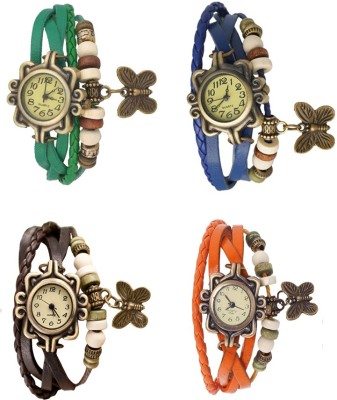 NS18 Vintage Butterfly Rakhi Combo of 4 Green, Brown, Blue And Orange Analog Watch  - For Women   Watches  (NS18)