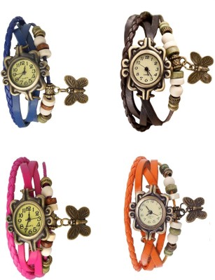 NS18 Vintage Butterfly Rakhi Combo of 4 Blue, Pink, Brown And Orange Analog Watch  - For Women   Watches  (NS18)