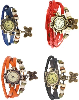 NS18 Vintage Butterfly Rakhi Combo of 4 Blue, Orange, Red And Black Analog Watch  - For Women   Watches  (NS18)