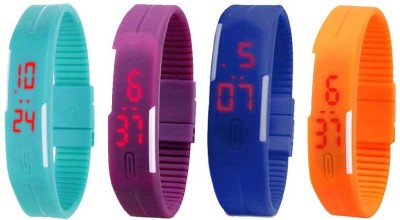 NS18 Silicone Led Magnet Band Combo of 4 Sky Blue, Purple, Blue And Orange Digital Watch  - For Boys & Girls   Watches  (NS18)