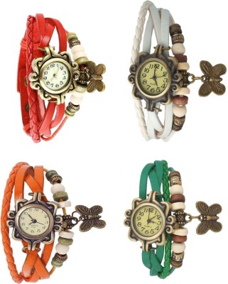 NS18 Vintage Butterfly Rakhi Combo of 4 Red, Orange, White And Green Analog Watch  - For Women   Watches  (NS18)