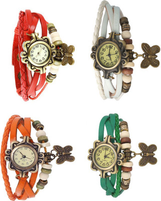 

Kissu Vintage Rakhi Combo of 4 Red, Orange, White And Green Watch - For Women