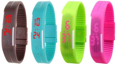 NS18 Silicone Led Magnet Band Combo of 4 Brown, Sky Blue, Green And Pink Digital Watch  - For Boys & Girls   Watches  (NS18)
