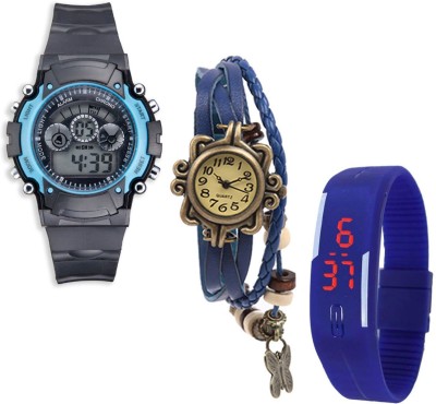 Sir Time Pack of 3 Stylish Multicolor Analog-Digital Watch  - For Men & Women   Watches  (Sir Time)