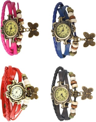 NS18 Vintage Butterfly Rakhi Combo of 4 Pink, Red, Blue And Black Analog Watch  - For Women   Watches  (NS18)