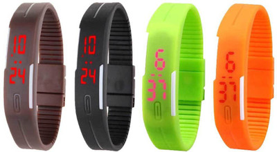 View NS18 Silicone Led Magnet Band Combo of 4 Brown, Black, Green And Orange Digital Watch  - For Boys & Girls Wrist Watches Price Online(NS18)